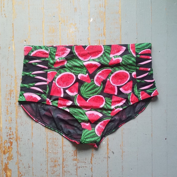 Torrid 3 High Waist Bikini Bottom Mesh Watermelon